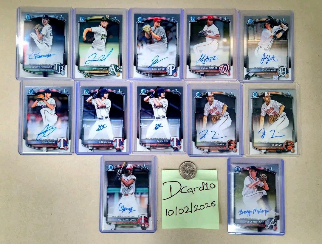 DCards10's tweet photo. @RSJRsteel Looking to sell as a lot! 2025 Bowman Draft 1st autos..$175 shipped!

SOLD! https://t.co/TIQUUNwa6h