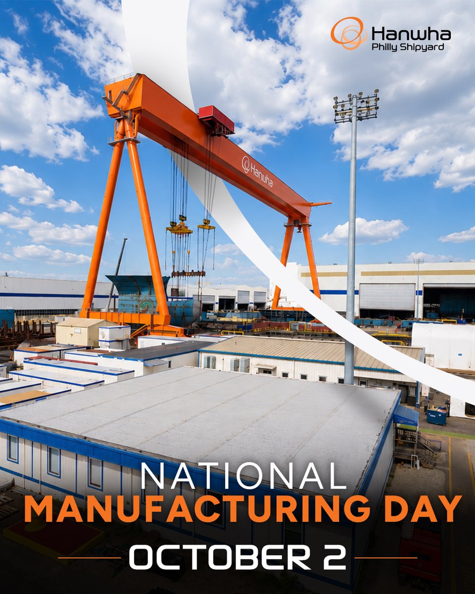 PhillyShipyard's tweet photo. At HPSI, manufacturing is central to the work we do. This National Manufacturing Day, we’re proud of our growing capabilities and the role the vessels built here in Philadelphia play in the future of American shipbuilding. #HPSI #NationalManufacturingDay #Shipbuilding https://t.co/EPmfXwF9CT