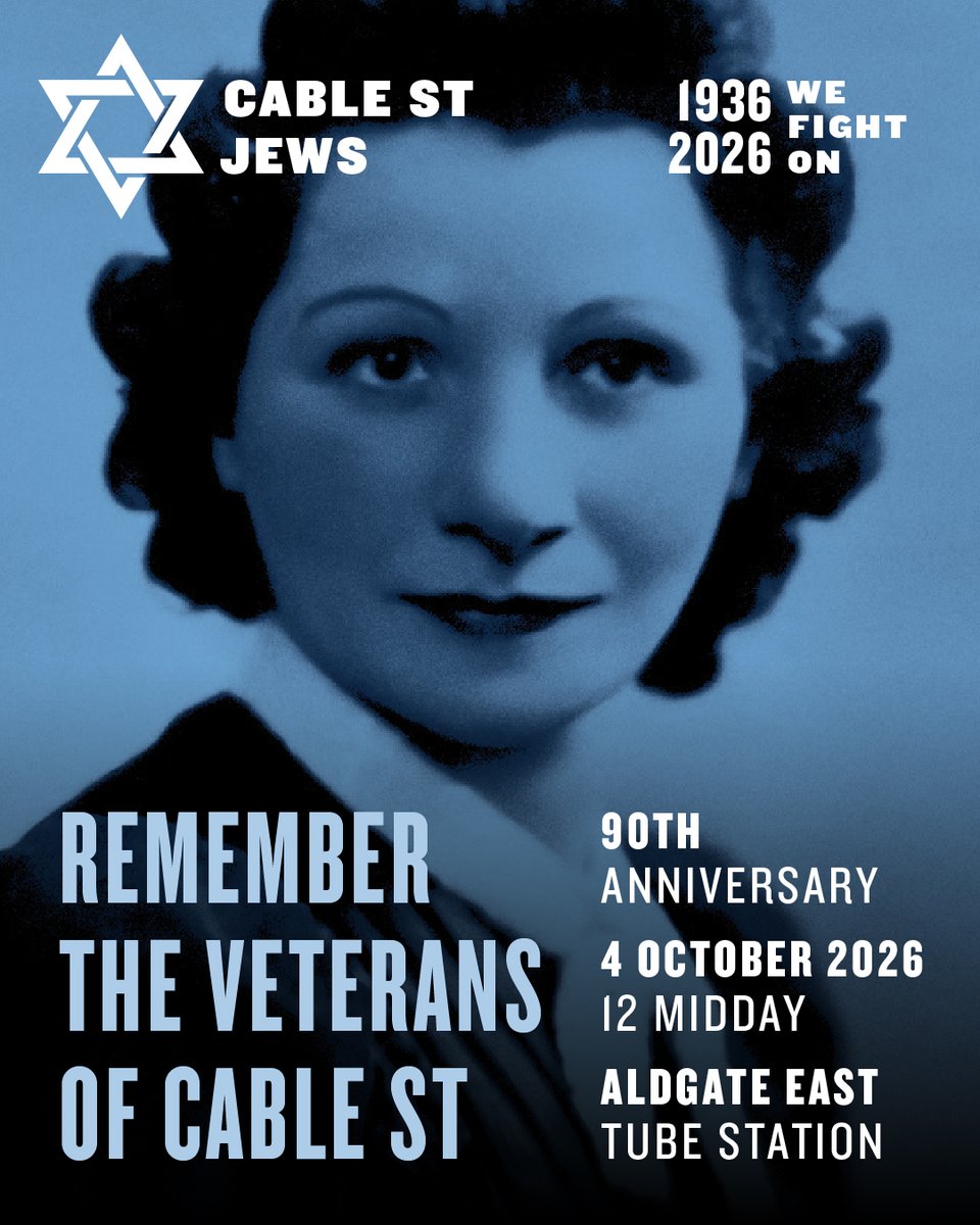 JewishChron's tweet photo. Sponsored: CABLE STREET - 4th OCTOBER
ㅤ
90 years ago, Jews stood their ground.
90 years later, WE’RE STILL HERE.
ㅤ
Proud. Visible. United.
ㅤ
JEWS ARE HERE TO STAY.
ㅤ
📅 Sunday 4 October
📍 Aldgate East Station
⏰ 12:00pm
ㅤ
Register here for updates & meeting details: https://t.co/Z1BPUKf4Zs
