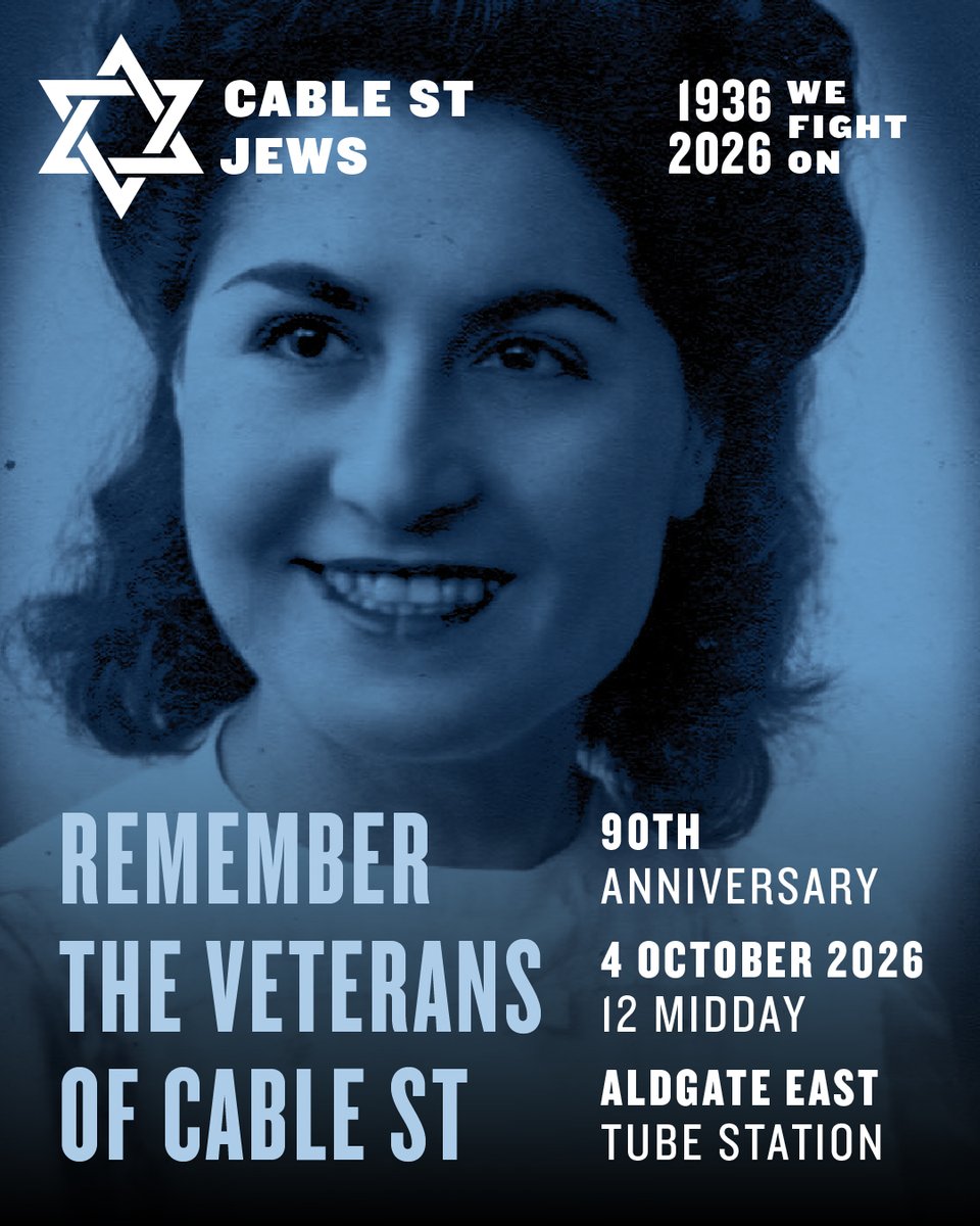 JewishChron's tweet photo. Sponsored: CABLE STREET - 4th OCTOBER
ㅤ
90 years ago, Jews stood their ground.
90 years later, WE’RE STILL HERE.
ㅤ
Proud. Visible. United.
ㅤ
JEWS ARE HERE TO STAY.
ㅤ
📅 Sunday 4 October
📍 Aldgate East Station
⏰ 12:00pm
ㅤ
Register here for updates & meeting details: https://t.co/Z1BPUKf4Zs