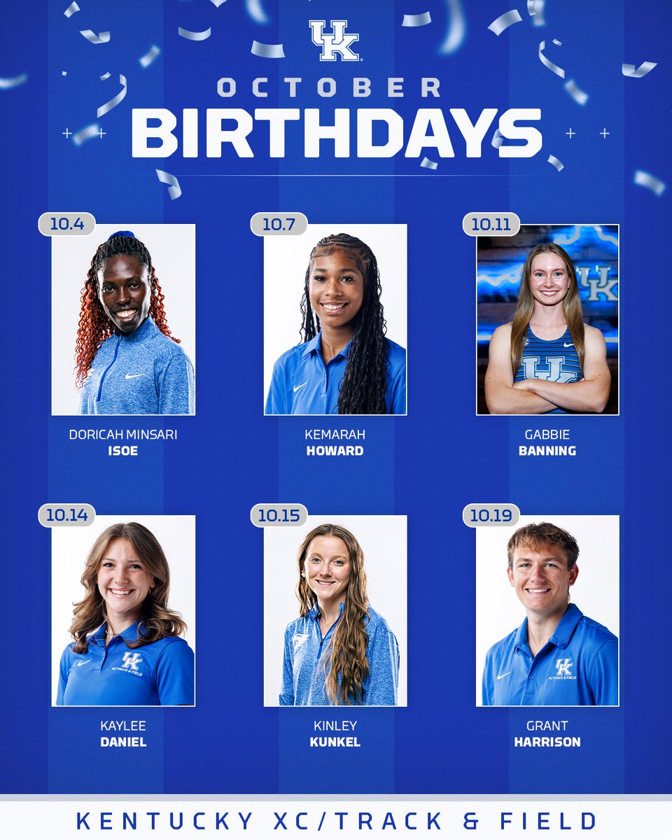 KentuckyTrack's tweet photo. Wishing each of our Wildcats a Happy Birthday this month!! 🎂🎉🥳 https://t.co/TYw4zT2Aqh