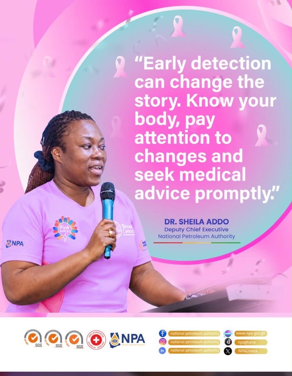 NPAGhana's tweet photo. Deputy Chief of National Petroleum Authority (NPA), Dr. Sheila Addo, calls for early breast cancer screening. https://t.co/jOhNGXgvrI