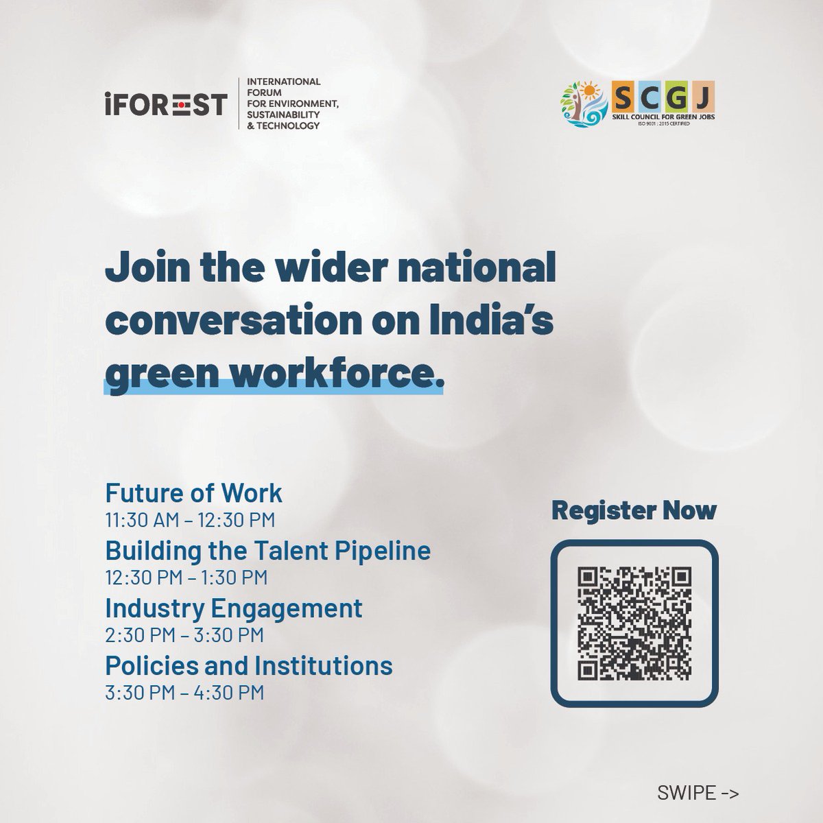 iForestGlobal's tweet photo. #iFORESTEvent |India's young population, more than a quarter of the country, can drive the green growth, if skills, education and policy keep pace.

Our second panel, Building the Talent Pipeline brings together perspectives from economics, labour research, nature-based solutions and the circular economy:

🔹Prof. Dr. Kamna Sachdeva, Professor DSEU
🔹Mr. Prashant Sinha, Chief Operating Officer, NSDC 
🔹Prof. (Dr.) Rihan Khan Suri, Jamia Millia Islamia University
🔹Mr Sunil Kumar Gupta, Deputy Director General, DGT 
🔹Mr. Vinkesh Gulati, Chairperson, ASDC

Moderated by Mr Rupesh Singh, Deputy Director, Clean Energy, iFOREST

@Bh_Chandra @sresthab @mandvi7 @SKKanchan_
@sscgreenjobs

#GreenJobs #SkillIndia #GreenEconomy #JustTransition #FutureOfWor