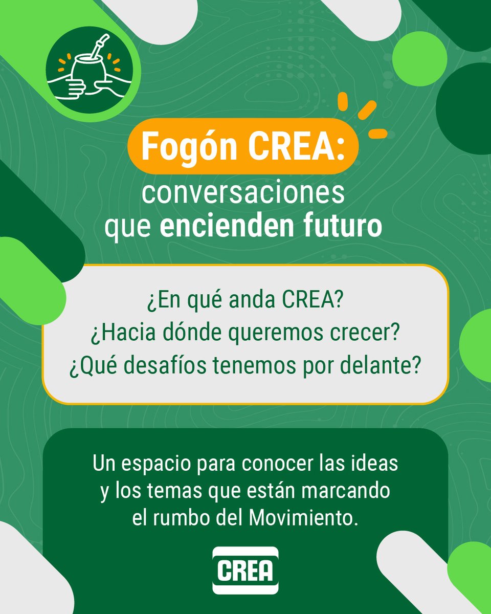 crea_arg's tweet photo. ¡Encendimos el Fogón CREA! 🔥

Se trata de un espacio donde se dan las conversaciones que construyen el futuro que queremos para la red CREA 💪

En el primer episodio de la serie, Fernando de Nevares y Guillermo Zorraquín, presidente y vicepresidente de CREA, conversan sobre Norte de CREA, propuesta de valor y los temas clave que tenés que conocer para saber cuáles son nuestros próximos pasos y descubrir los proyectos y acciones que se vienen.

🎧 Disfrutalo acá: https://t.co/IKhgeLNOL7