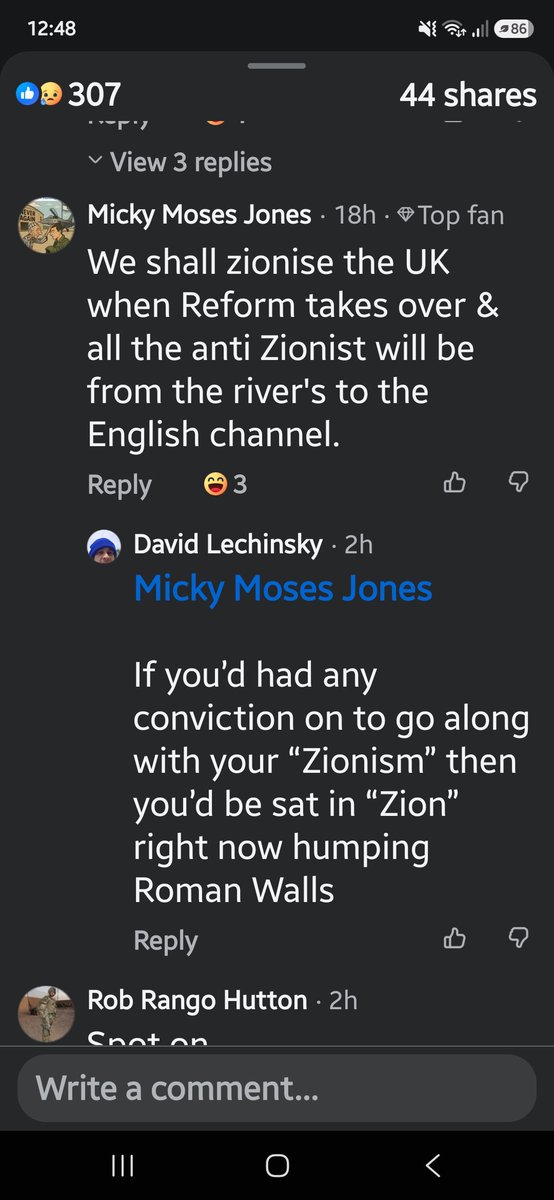 graemeahogg's tweet photo. @LeaderNHPUK @londonA84648 Have you ever seen comments like this about reform zionising the UK, very odd https://t.co/7iUELxESLE