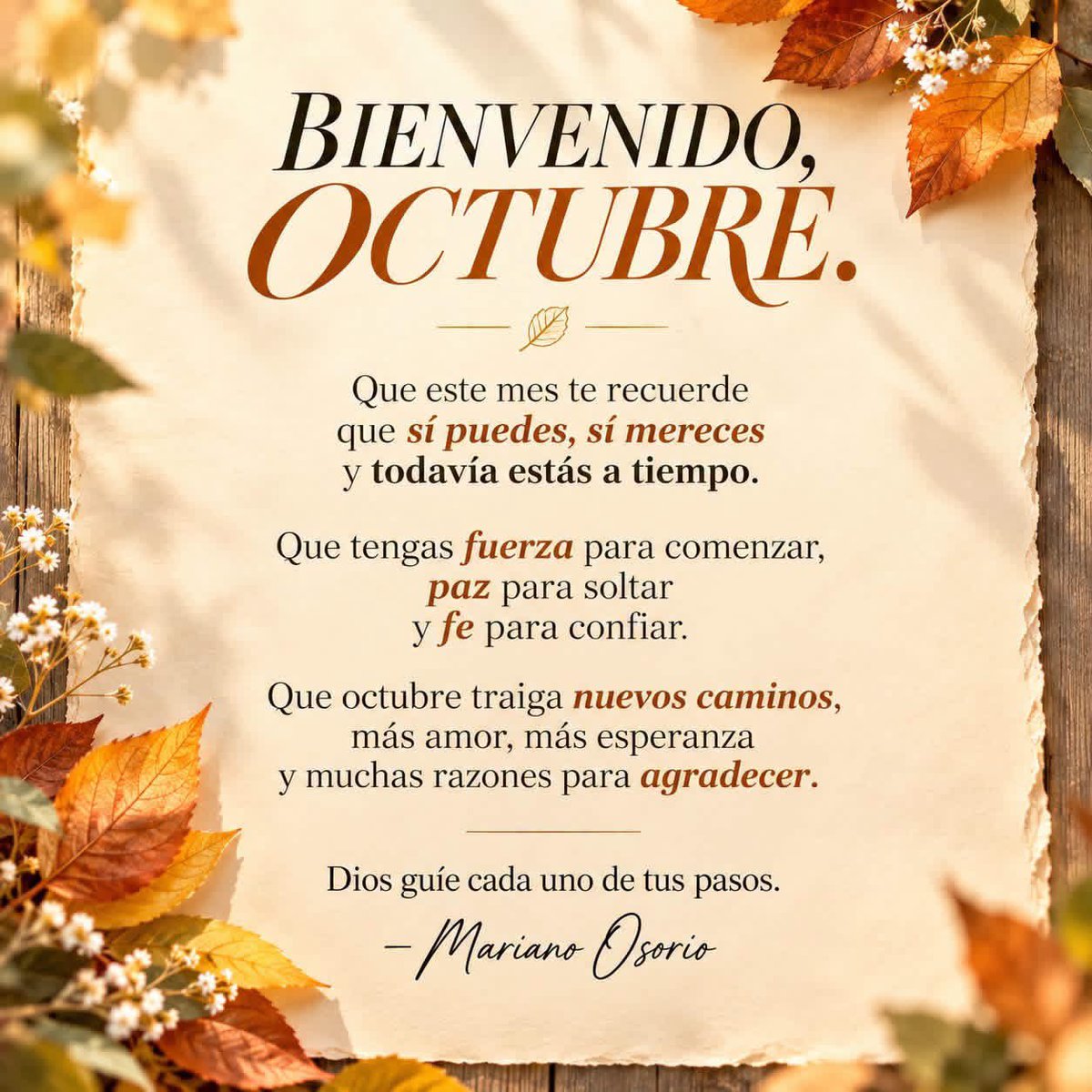 marianoosorio1's tweet photo. Bienvenido octubre 

Dios guíe cada uno de tus pasos 

#PiensaPositivo https://t.co/4jbQrnbyUx