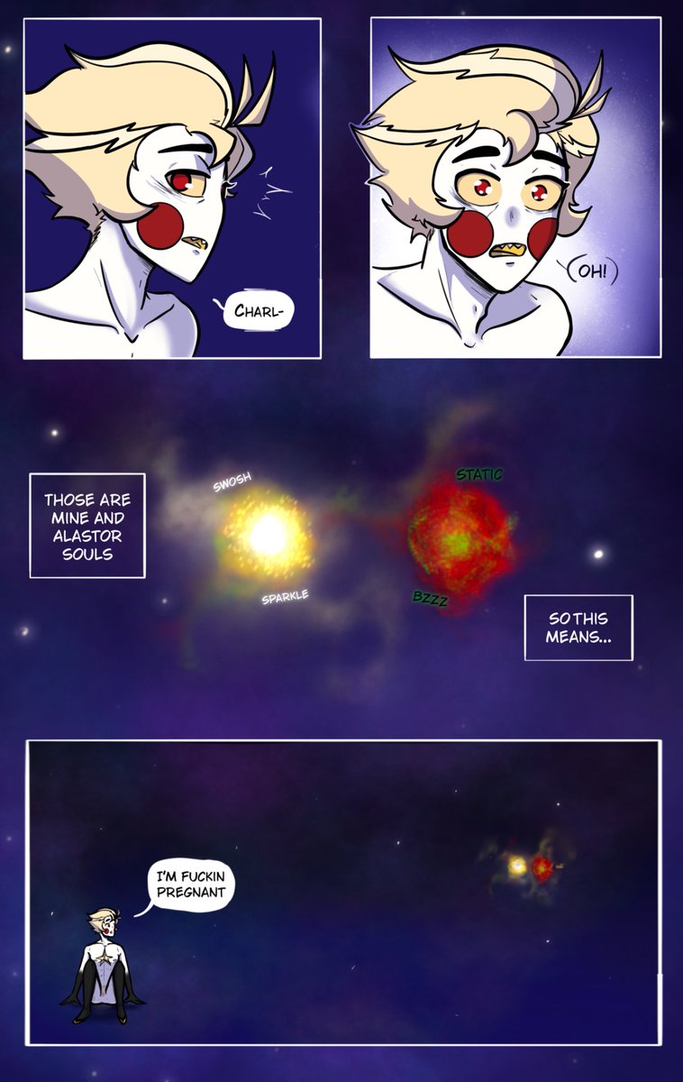Sol_arts72's tweet photo. The day I will finally finish this comic is close (I hope) *slowly returning to the void 👀* 
🔞Day 5: fawns/pregnancy pag: 4/4
#DOELUCIFERWEEK2025
#radioapple #bambilu #alastorxlucifer https://t.co/bCKk1oiZND