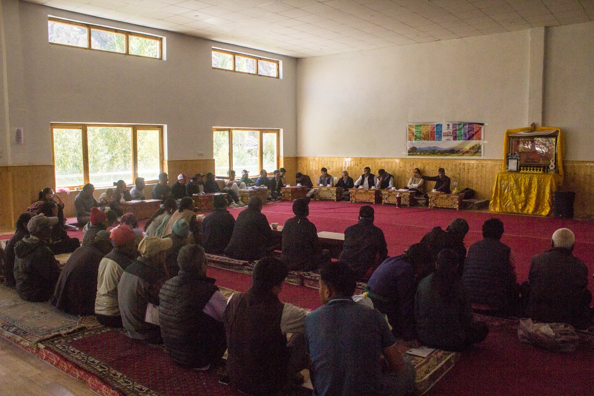 ice_leh's tweet photo. #JalArpanDiwas was celebrated at various Panchayat Ghars on the eve of Gandhi Jayanti, including Chumathang-East,Panamik-North,Lehdo-West. PHED officials intensely conveyed the message of community ownership and responsibility, urging villagers to lead in sustainable water mgmt. https://t.co/ko9hV96mDP