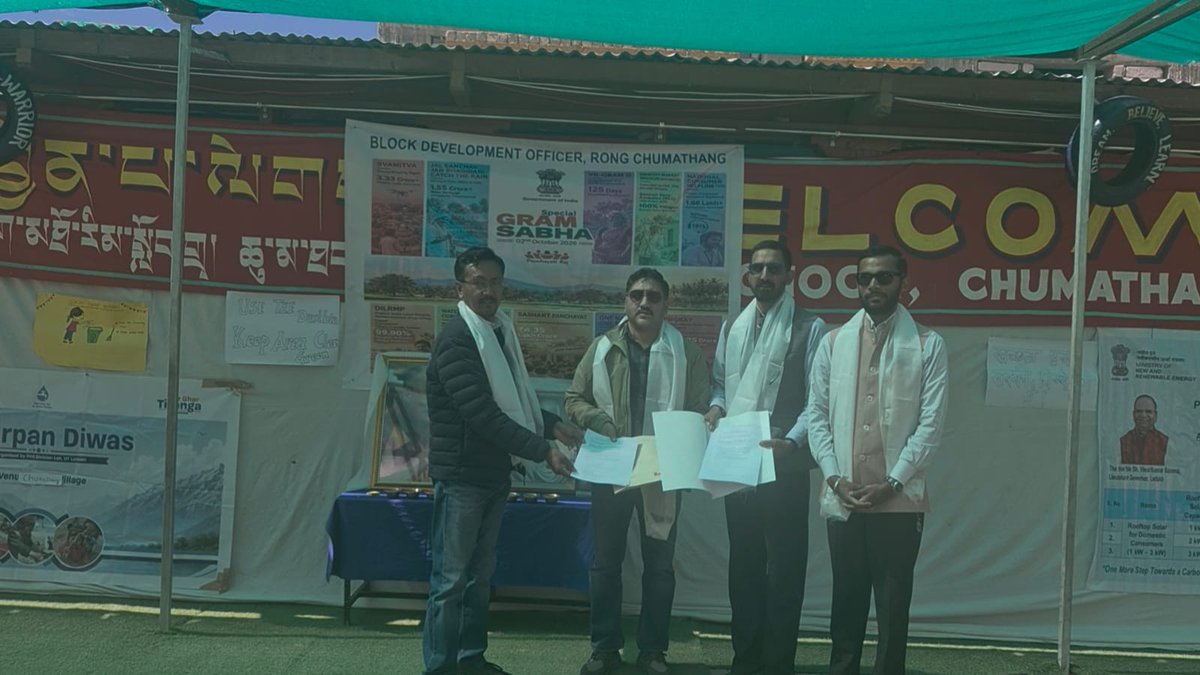 ice_leh's tweet photo. #JalArpanDiwas was celebrated at various Panchayat Ghars on the eve of Gandhi Jayanti, including Chumathang-East,Panamik-North,Lehdo-West. PHED officials intensely conveyed the message of community ownership and responsibility, urging villagers to lead in sustainable water mgmt. https://t.co/ko9hV96mDP