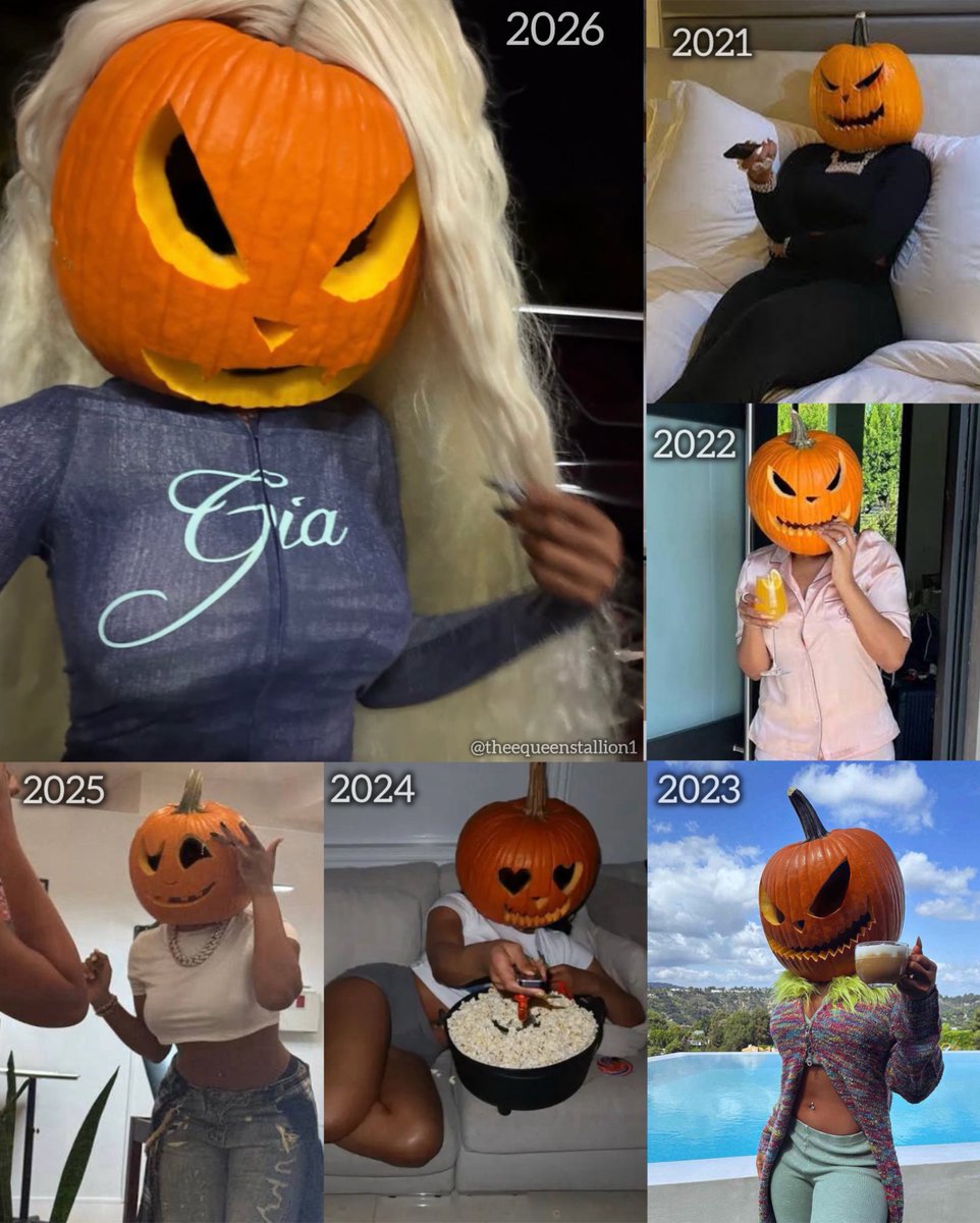 queen_stallion1's tweet photo. Megan Thee Stallion Pumpkin head 2021-2026…Megtober has begun😭🧡 https://t.co/0JLIk2KhK3