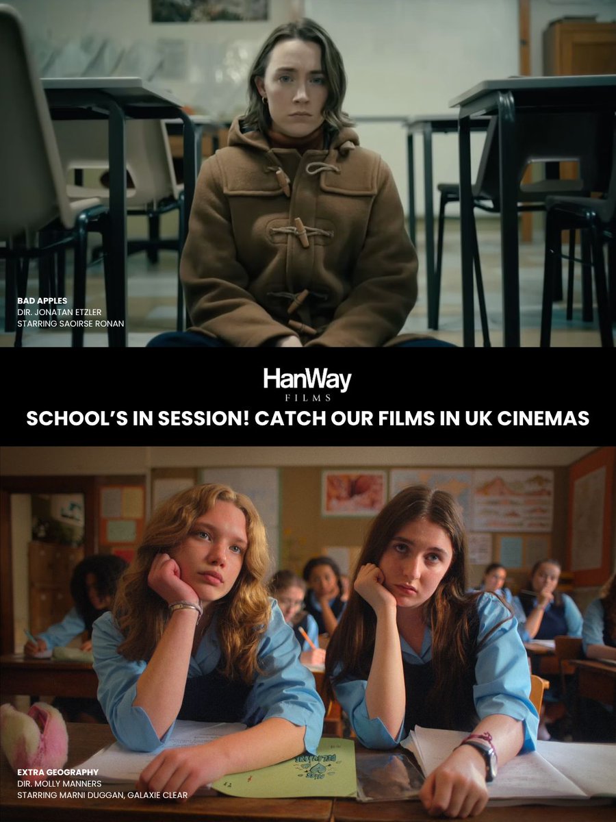 HanWayFilms's tweet photo. School's in session! 📚️ 

You can watch our films in UK cinemas now ✨ 

#BadApples 🍎 
#ExtraGeography 🌏️ https://t.co/1ZBcLmEjzJ