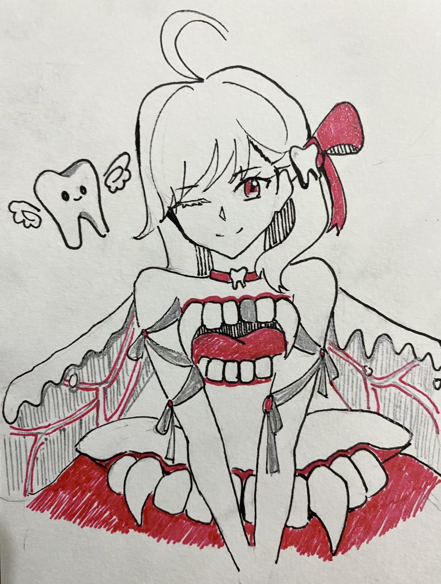 dollestly's tweet photo. Day 1: Tooth

#Spilledink #Spilledinktober https://t.co/nJvfN6UHKq