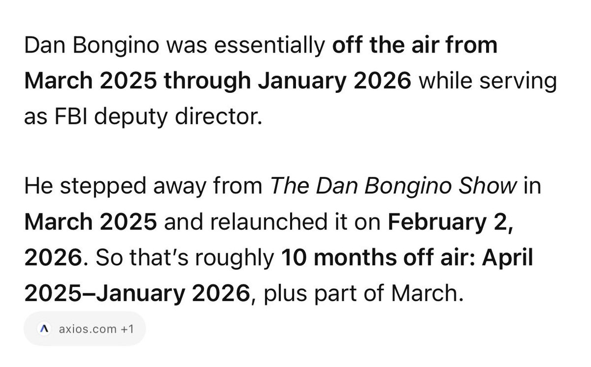 BrandonStraka's tweet photo. Dan Bongino called me a liar yesterday for (accurately) commenting on an article saying he’d lost 62% of his audience, saying the time period measured in the article was during his cameo appearance at the FBI. 

The problem? It wasn’t. 

The ratings comparison measured in the article was from Q4 of 2024 to Q2 of 2026- both periods when Dan was fully back on the air. 

He then went on to mock some of my post J6 fallout and lie again saying I “threw a hissy fit at a hair salon” (I was banned from a hair salon after they found out about J6- they told me on the phone [it’s recorded]- I wasn’t even in the building)

How did a person this thin-skinned, driven by pure ego and dishonesty become the second in charge at the FBI?

And what else is he capable of lying about? 
It’s really time for all of us to dig deeply into the Brian Cole case.