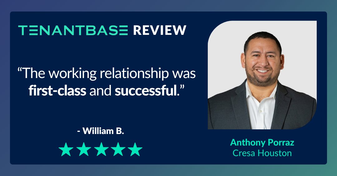 TenantBase's tweet photo. First-class service. A successful working relationship. ⭐️⭐️⭐️⭐️⭐️
A client review recognizes Anthony Porraz of Cresa Houston for exactly that. Thank you, Anthony, for representing our partner broker network so well. 🤝
#TenantBase #TenantRep #HoustonCommercialRealEstate #CRE https://t.co/QjCOYAT8RJ