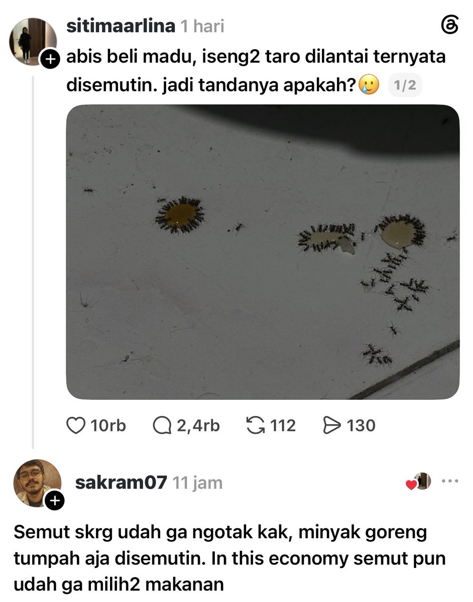 sosmedkeras's tweet photo. Air minum aja sekarang disemutin😭 https://t.co/yUmCttE1Cj
