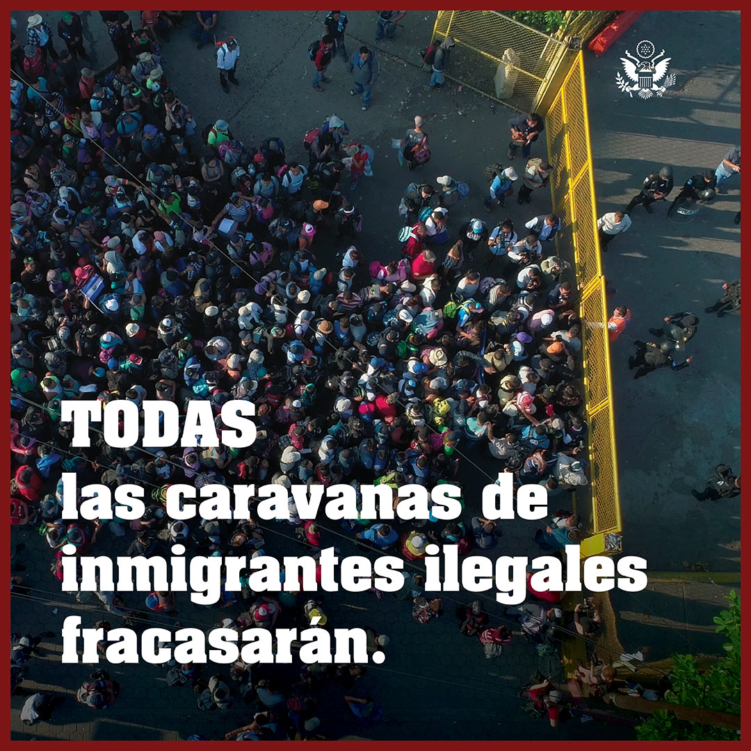 USEmbassyMEX's tweet photo. 🇺🇸 Unirte a una caravana no te garantiza llegar a Estados Unidos. La frontera está cerrada a la inmigración ilegal. No importa si viajas en caravana, pagas a un coyote o intentas cruzar por tu cuenta: entrar ilegalmente tiene consecuencias. Serás deportado y/o podrías enfrentar acciones legales.
🚫 No arriesgues tu futuro. #NiLoIntentes