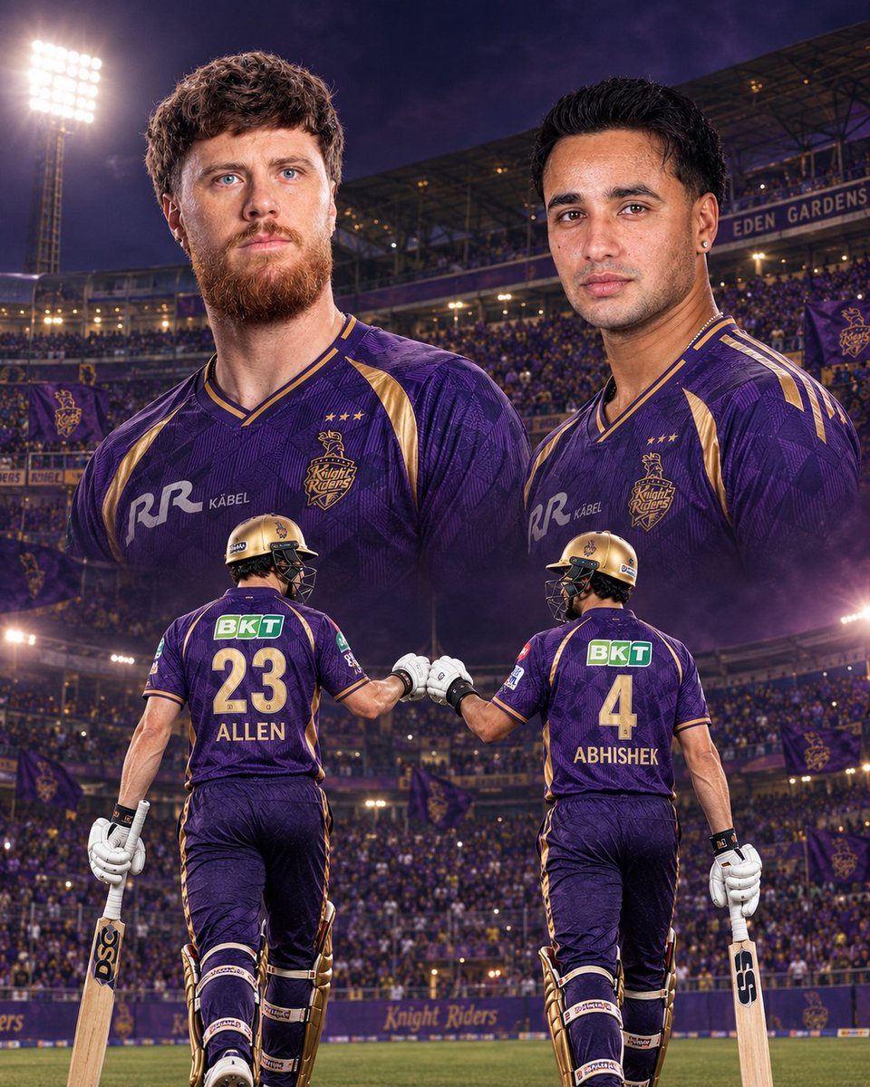 Apurbaknight's tweet photo. Dreaming is free. 👀

Finn Allen x Abhishek Sharma opening for KKR. 💜 https://t.co/NNK8b69T9S