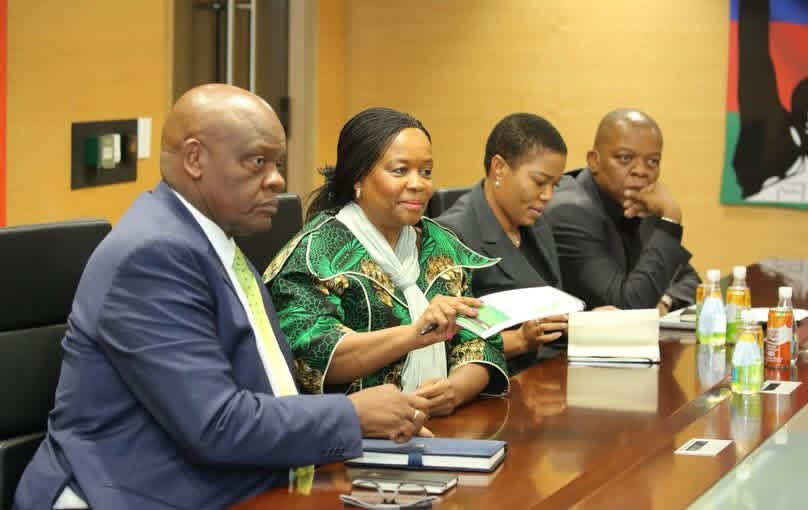 SWAPONamibia's tweet photo. Bilateral Exchange | SWAPO 🔵🔴🟢 x ANC⚫️🟢🟡👫

At the SWAPO National Headquarters today, 02/10/2026, the President of SWAPO &amp; of the Republic of Namibia, H.E. Dr. Netumbo Nandi-Ndaitwah accompanied by comrade Sophia Shaningwa, SG of SWAPO, received Cde. Dr. Gwen Ramokgopa… https://t.co/S0nrZTr8u2
