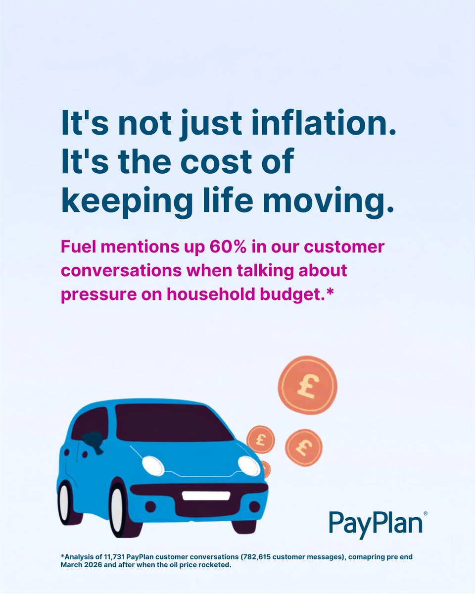 PayPlan's tweet photo. 🚗Hands up if the cost of filling up the tank has just got ridiculous!
You're not alone.
With average diesel prices now tipping £2 a litre.
What are you doing to keep your fuel costs within budget?

#fuelcosts #costofliving https://t.co/fCsrPWeWay