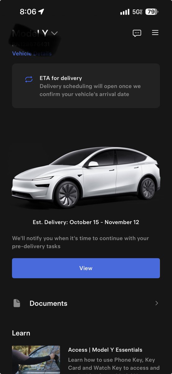 Javiithebest's tweet photo. Looks like Tesla just moved up my estimated delivery date by a few days! 👀

If you ordered the new Model Y L, check your Tesla app—your date might have been updated too. 🚗⚡️

10/15-11/12 now. https://t.co/GOZmYa1jEb