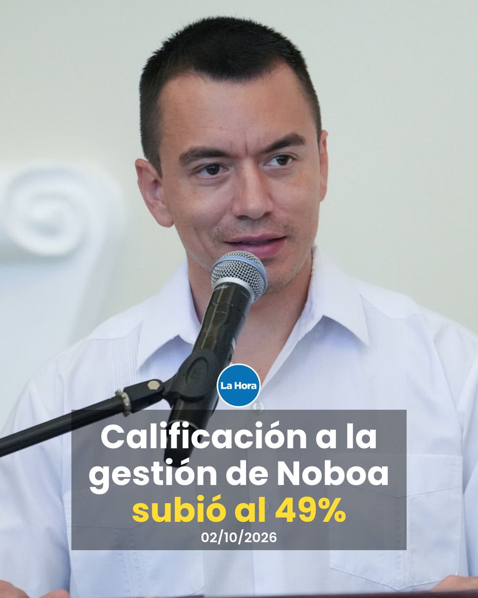 lahoraecuador's tweet photo. La calificación de la gestión del presidente Daniel Noboa subió del 32% al 49% en septiembre de 2026, según una encuesta 📊. Conoce otros resultados 👉 https://t.co/7NmeeHI6aG https://t.co/qNxhHswQor