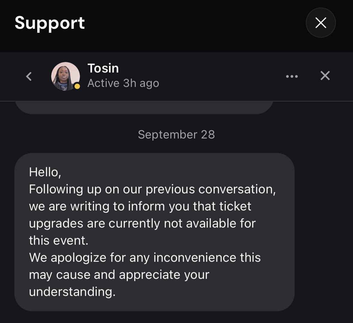 ireee_a's tweet photo. What should’ve been a calm experience at @Santandave1’s concert is ruined by the organizers &amp; @jetronticketng. Bought early in June only to be punished.

Tickets are now 40k cheaper, with zero refund or upgrade options. 
Total scam. 
Resolve this.
This is crazy. https://t.co/NdoHMp9GtG