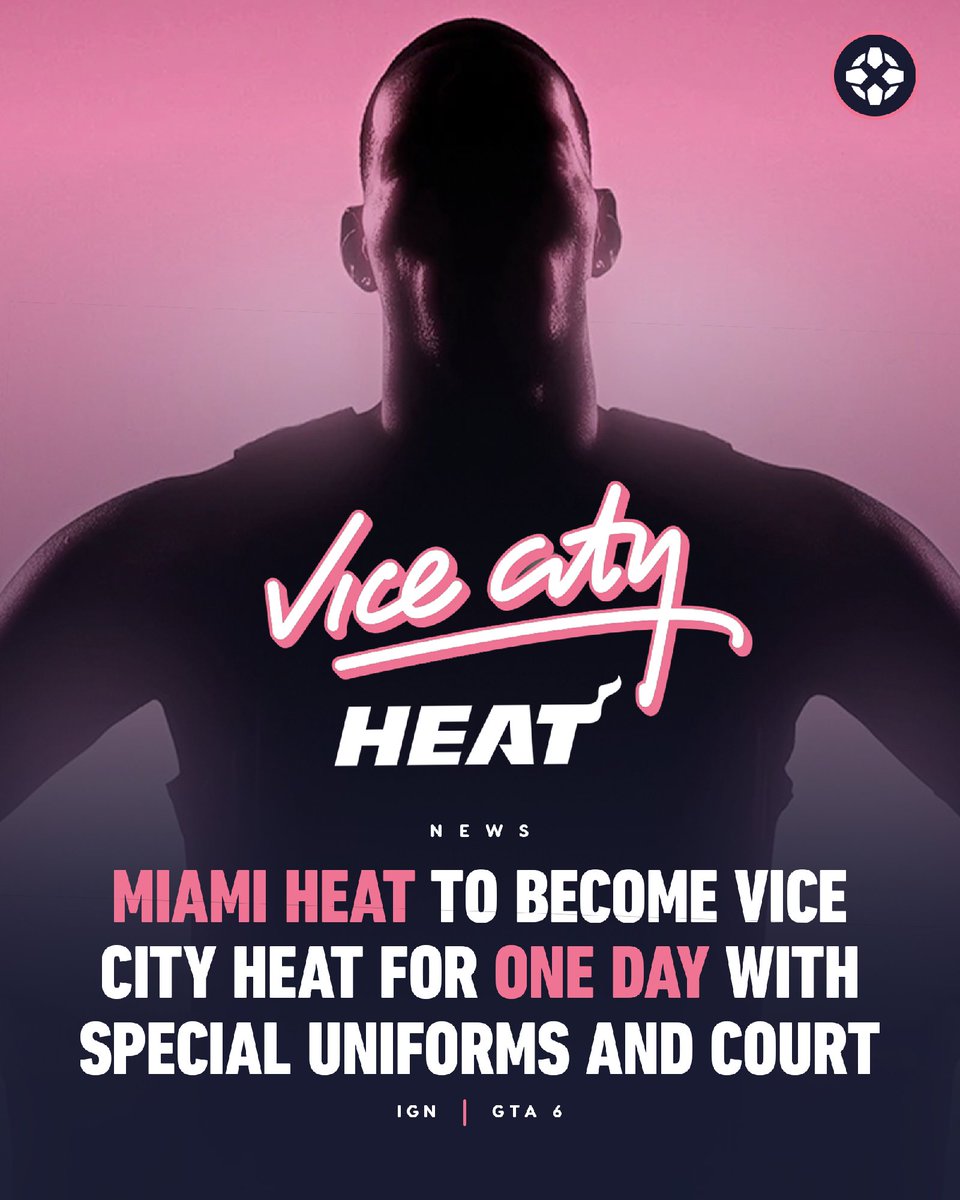 IGN's tweet photo. The Miami Heat is heading to Vice City for its next NBA match against the Milwaukee Bucks. There's also exclusive merch. https://t.co/N9ErFDcXxy https://t.co/ze623DDSld