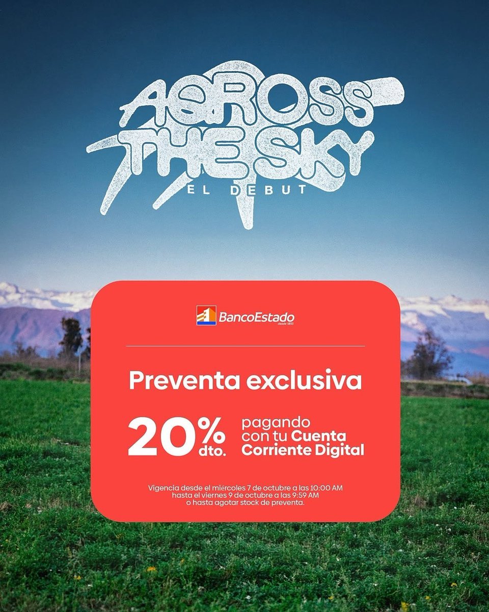 aqrossbase's tweet photo. ¡La nueva era de AQROSS despega en grande! 🥹💖

La boyband chilena del momento presenta AQROSS THE SKY: EL DEBUT.

📍 18 de diciembre | Teatro Caupolicán

🎟️ Preventa exclusiva @BancoEstado cuenta corriente digital: 7 de octubre, 10:00 hrs.

🎟️ Venta general: 9 de octubre, 10:30 hrs. o al agotar el stock de preventa por @puntoticket.

¿A quienes vemos por allá? 👀

SCL OUT NOW
#AQROSS