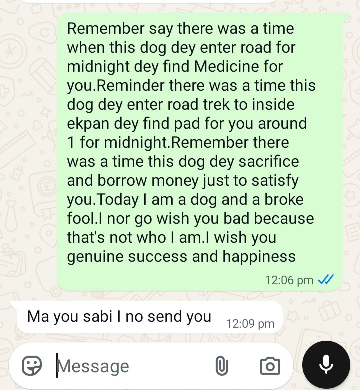 Joey212t's tweet photo. @jon_d_doe Look at the reply she gave me,true true females are heartless.This is same girl I had to stand quarantor so her aunty could get a job.She called me broke,called me a dog and a fool. https://t.co/jC17H2RvYz