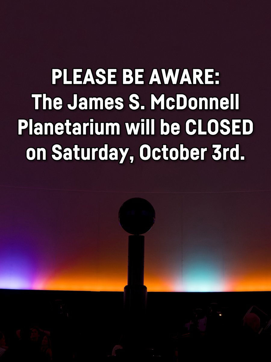 STLScienceCtr's tweet photo. ⚠️ The Planetarium will be closed on tomorrow, Oct. 3, including the Planetarium entrance &amp; SkyBridge. The Planetarium will also be closed Oct. 15-19 for maintenance. 

Image credit: @bythearch https://t.co/sBdJBp8fNH