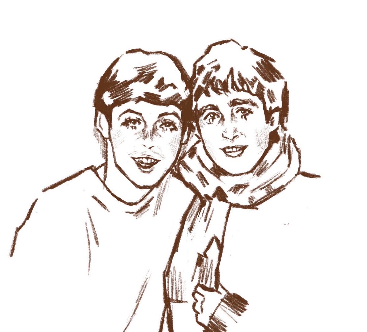 adustybook's tweet photo. Sketched my fav photo of John and Paul :) 

I usually hate drawing the upper lashes but Paul might be the only exception, since it is a distinct feature of his. https://t.co/UFmn2eZOy9