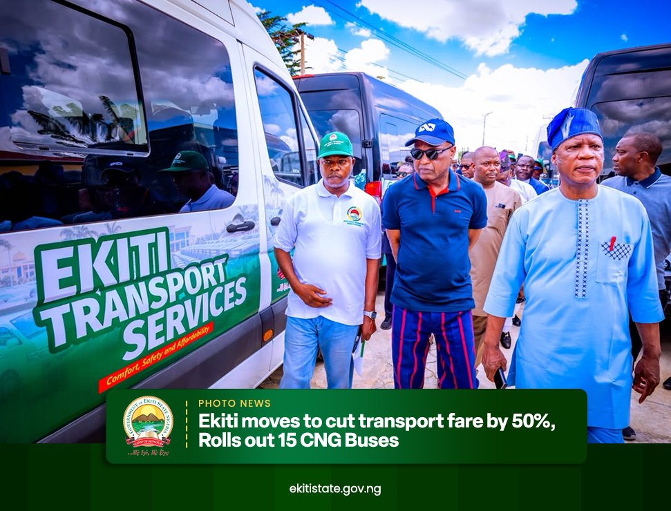 ekitistategov's tweet photo. Governor Biodun Oyebanji is not just talking about easing the cost of living, he is taking a direct step.

Fifteen CNG buses are now ready to reduce transport fares by 50 percent. The buses will serve key intercity routes and are expected to make movement more affordable for thousands of residents.

Lower transport costs mean more money left in people’s pockets. That is the real win.