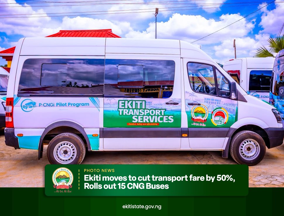 ekitistategov's tweet photo. Governor Biodun Oyebanji is not just talking about easing the cost of living, he is taking a direct step.

Fifteen CNG buses are now ready to reduce transport fares by 50 percent. The buses will serve key intercity routes and are expected to make movement more affordable for thousands of residents.

Lower transport costs mean more money left in people’s pockets. That is the real win.