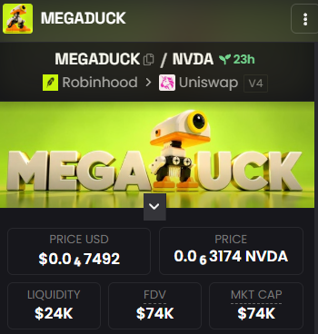 megaduck_rh's tweet photo. We are now updated on Dexscreener

Chart: https://t.co/XtR6Wb7gPG https://t.co/aj8EJUTIkT