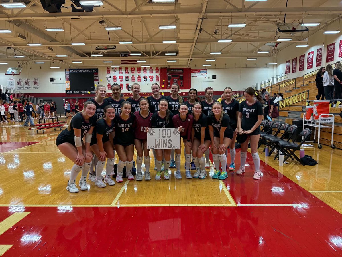 RickSemmler's tweet photo. Northview senior Alex Strahla reached an impressive milestone last night reaching her 100th win as a member of the Knights volleyball program! https://t.co/mvrpT4Kmuw