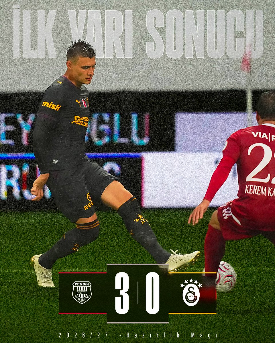 GalatasaraySK's tweet photo. Hazırlık Maçı | İlk yarı sonucu: O. Y. Pendikspor 3-0 Galatasaray https://t.co/AuIhZlwsOk