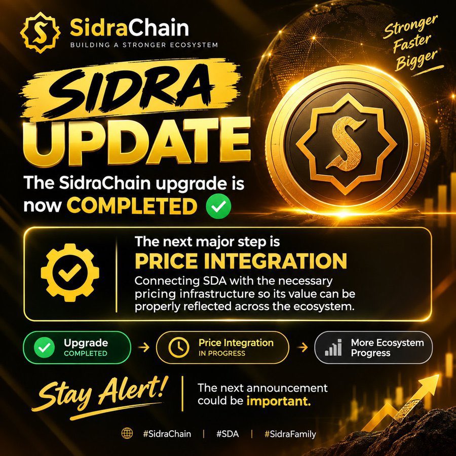 murat_burak21's tweet photo. 🚨 SIDRA UPDATE

SidraChain’s upgrade is complete ✅

🔜 Next: SDA price integration
Stay alert — the next update could be important. 🚀

#SidraChain #SDA #SidraFamily https://t.co/3J1ud7CkaA