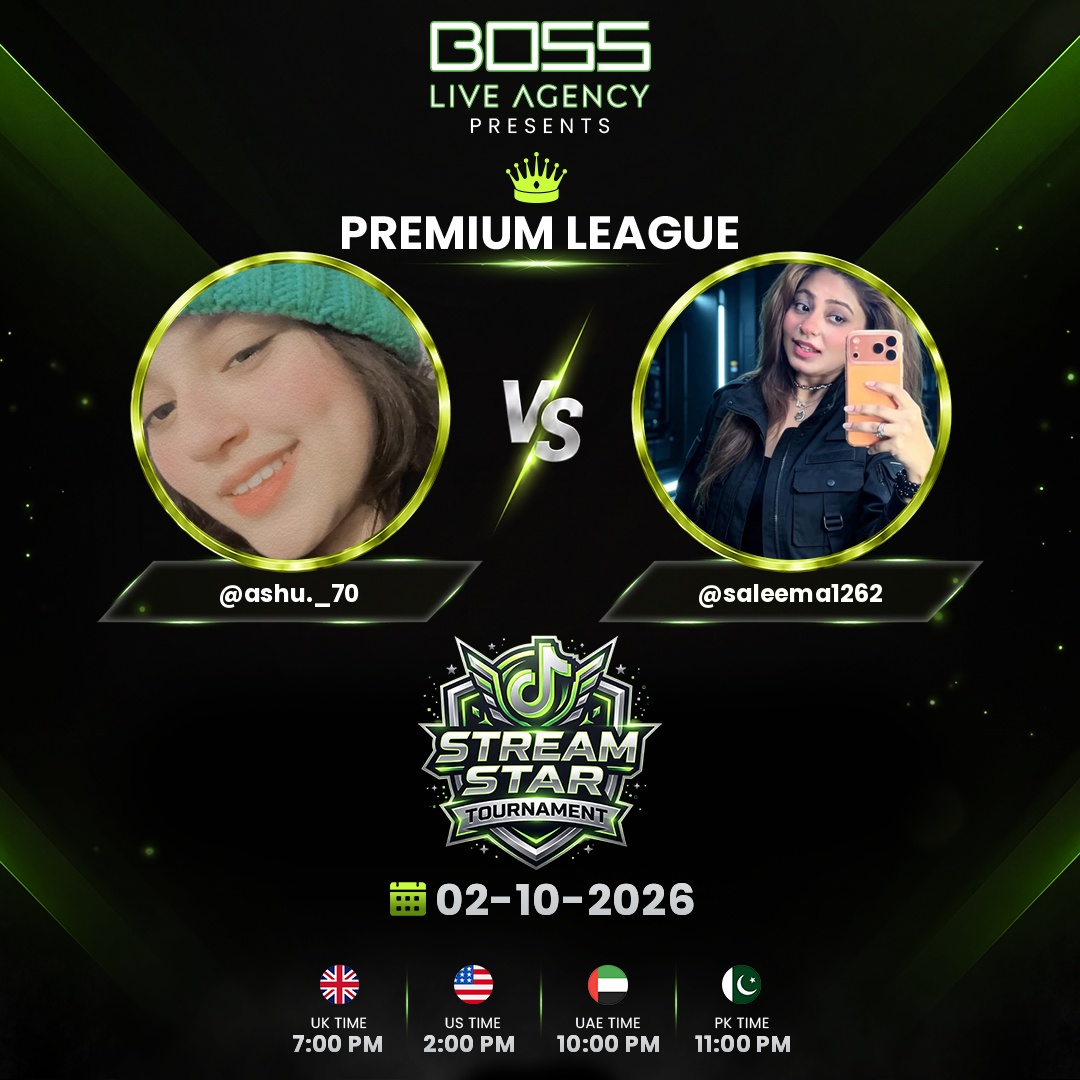 bossliveagencyu's tweet photo. π PREMIUM LEAGUE SHOWDOWN π
Presented by BOSS Live Agency
@ ashu._70 vs @ saleema1262, two queens and one crown on the line tonight! π
π
02-10-2026
PK: 11:00 PM | UK: 7:00 PM
US: 2:00 PM | UAE: 10:00 PM
#PremiumLeague #StreamStarTournament #BossNaveed #TikTokLive https://t.co/4Y33h3rDP7