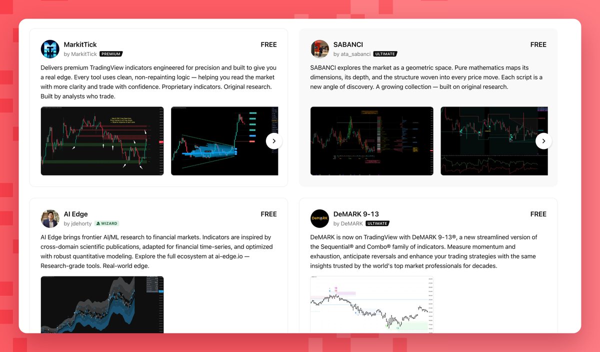 cryptotrice's tweet photo. That's what happens when TradingView gets too greedy

All scripts and indicators that were previously removed from the TradingView Marketplace, as well as paid ones, are now completely free in the open-source version from GitHub

It's available in the Community Scripts section of the app

Being greedy gets you nowhere