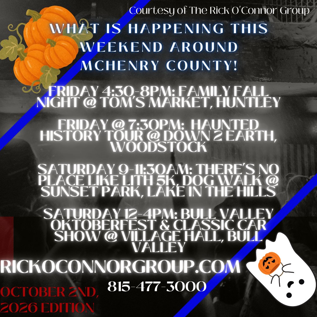 RickOconnorGrp's tweet photo. First weekend of October!

Get out and enjoy some #FallFestivities

Run around, check out cars and pumpkins and much more!

#CommunityEvents

815-477-3000
https://t.co/ulRJfXkhGj

#McHenryCountyRealEstate https://t.co/MZQjAdc2By
