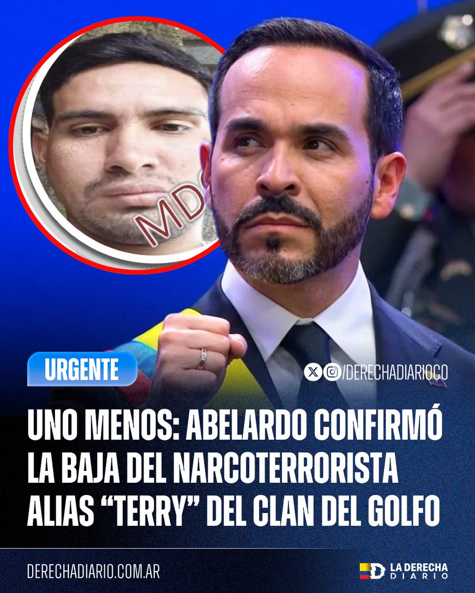 DerechaDiarioCO's tweet photo. 🚨🇨🇴 | URGENTE — UNO MENOS: El presidente Abelardo De La Espriella confirmó la baja en Antioquia del narcoterrorista alias “Terry” o “Keiner”, cabecilla de una facción del Clan del Golfo que dirigía narcotráfico, extorsiones y desplazamientos forzados en Betania, Hispania, Ciudad Bolívar, Jericó y Andes.

“Los colombianos merecen vivir y trabajar sin pagarles extorsiones a los bandidos! Seguiremos persiguiendo a estas estructuras y a sus cabecillas con toda la fuerza del Estado”.