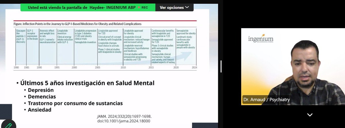 carlos_arnaud's tweet photo. Terminó el 1er Curso Nutrición y Psiquiatría de @ingeniumabp
Terminamos con el tema
#GLP-1 en #Obesidad y #SaludMental
Gracias a los que tomaron el Curso avalado Asociación Mexicana de Nutriologia
@amenacnutri
Por colegas #Psiquiatras #Nutriologos #Psicologos @TecSaludMX https://t.co/rG8FdudZsd