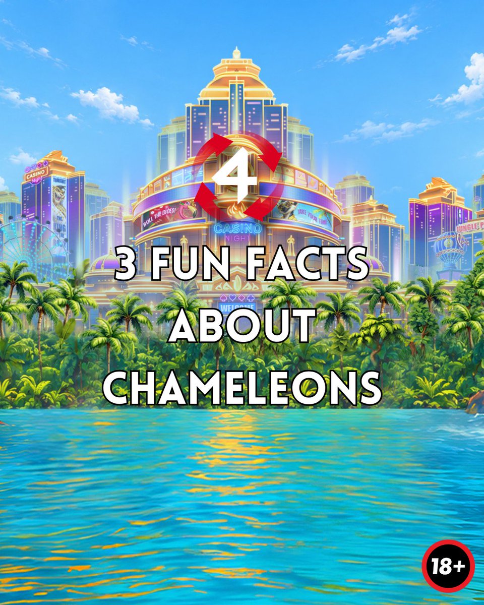 4ThePlayercom's tweet photo. Did you know chameleons’ skin is transparent? 👀

Here are 𝘁𝗵𝗿𝗲𝗲 𝗳𝘂𝗻 𝗳𝗮𝗰𝘁𝘀 about chameleons in preparation for our upcoming release, 𝟯 𝗖𝗮𝘀𝗵 𝗖𝗵𝗮𝗺𝗲𝗹𝗲𝗼𝗻𝘀! 🫢👉

🔞| https://t.co/pj3li60Mxe| Play Responsibly https://t.co/71yH7Dbs6I
