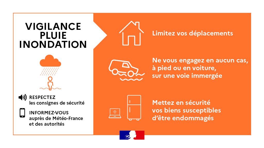 Image de Préfète de l'Hérault - 🟠⛈️Vigilance Orange Pluie-inondation

Météo-France a placé le département de l'#Hérault en vigilanc