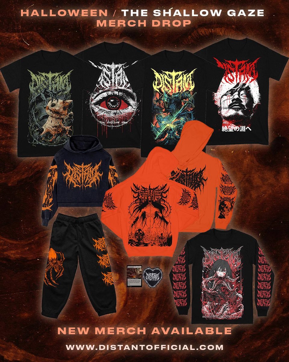 DistantNL's tweet photo. 🎉 NEW MERCH ALERT! 💥 Celebrate our new single "The Shallow Gaze (Feat. Darius Tehrani)" with fresh designs just in time for Halloween! 👻 Check it out! Link in bio 🔗 #NewMusic #Halloween https://t.co/Nb2uvQEXvq