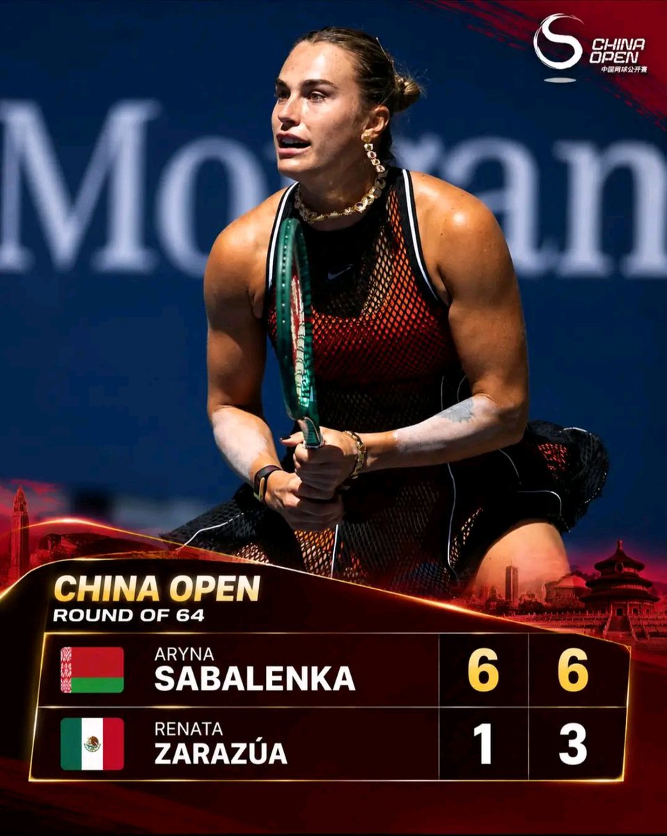 Thegreatmike101's tweet photo. SABALENKA MAKES A POWERFUL START! 🔥🎾🇧🇾

Aryna Sabalenka gets past Renata Zarazúa 6-1, 6-3 in Beijing, securing a comfortable straight-sets win at the China Open. 💪✨

The Belarusian star looks sharp and composed as she moves into the next round. 🏆🎾

#ArynaSabalenka #ChinaOpen #WTA #Tennis