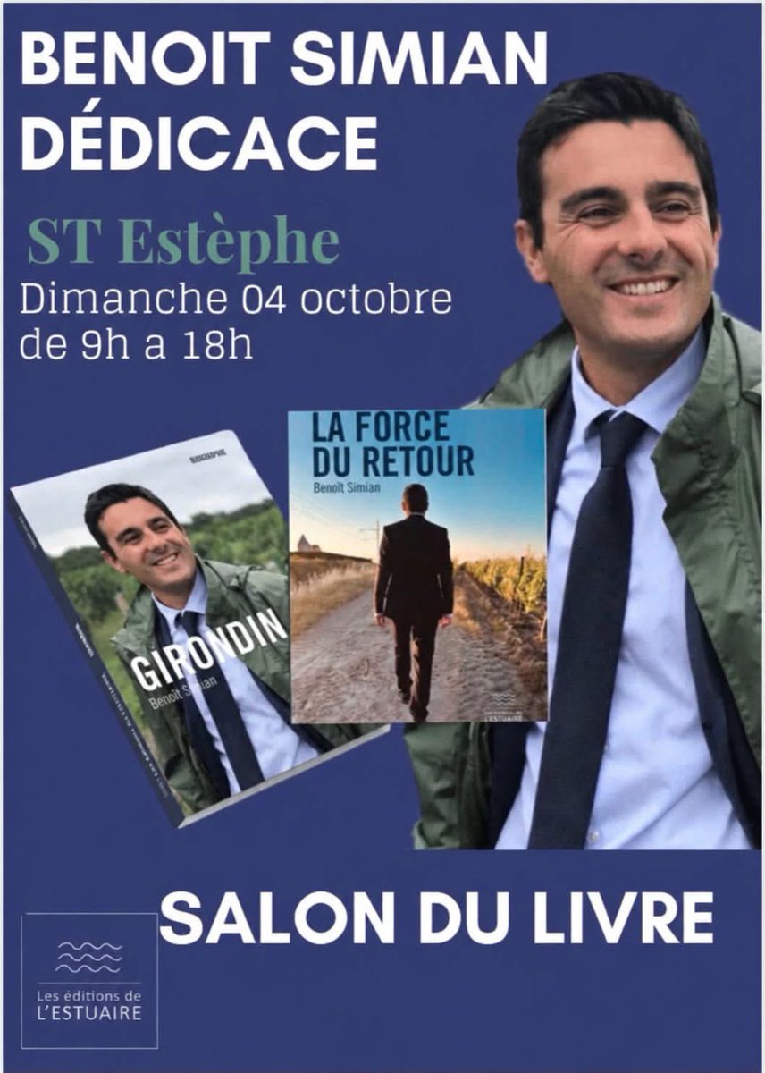 BenoitSimian's tweet photo. 📚 Rendez-vous dimanche au Salon du livre de Saint-Estèphe !

Je serai heureux d’y présenter Girondins et La force du retour, et d’échanger autour de mon nouveau projet consacré à Achille Fould.

📖 Une belle occasion de parler d’histoire, de mémoire et de transmission. https://t.co/PENbcnmNrF