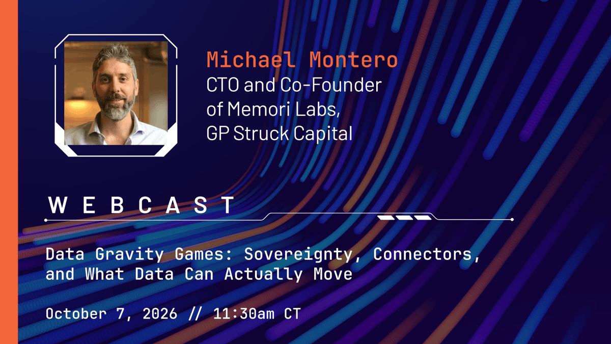 thevelocityroom's tweet photo. Your architecture diagram says data can go anywhere. Your compliance team says otherwise.

Join TVR on Wednesday along with Adam B. Struck and Michael Montero from Memori Labs, GP Struck Capital to dig into sovereignty, connectors, and what data can actually move. https://t.co/PpKc5ZI8of