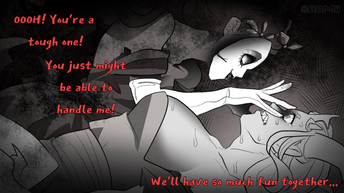 SLOP4U's tweet photo. [Scheduled]

#Slaytober2026 #slaytheprincess #stp 

Day 3, Ship

Thought of a fun combo and imagined Adversary who wants a good thrilling fight and being stubborn enough to resist Nightmare's organ-shutting abilities https://t.co/o1Tb7oBWMm