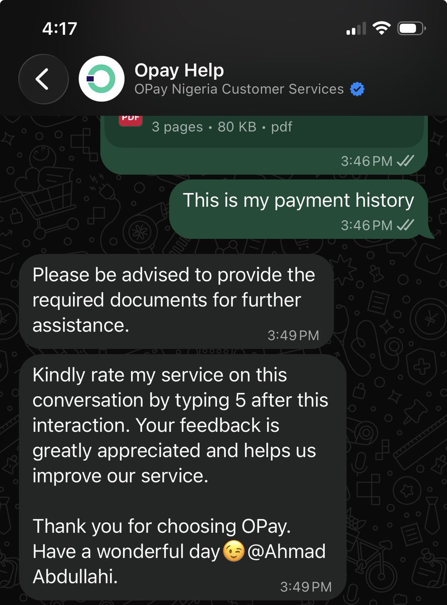 AhmadEighty's tweet photo. @OPay_NG I was debited 3 times for one failed card payment, still no refund. The merchant says OPay should contact them.

Your WhatsApp agents wiend chats, call agents will send me to WhatsApp and your Twitter agents too won’t respond on time. Too much effort to just reach out? https://t.co/JdZcGB2pqr